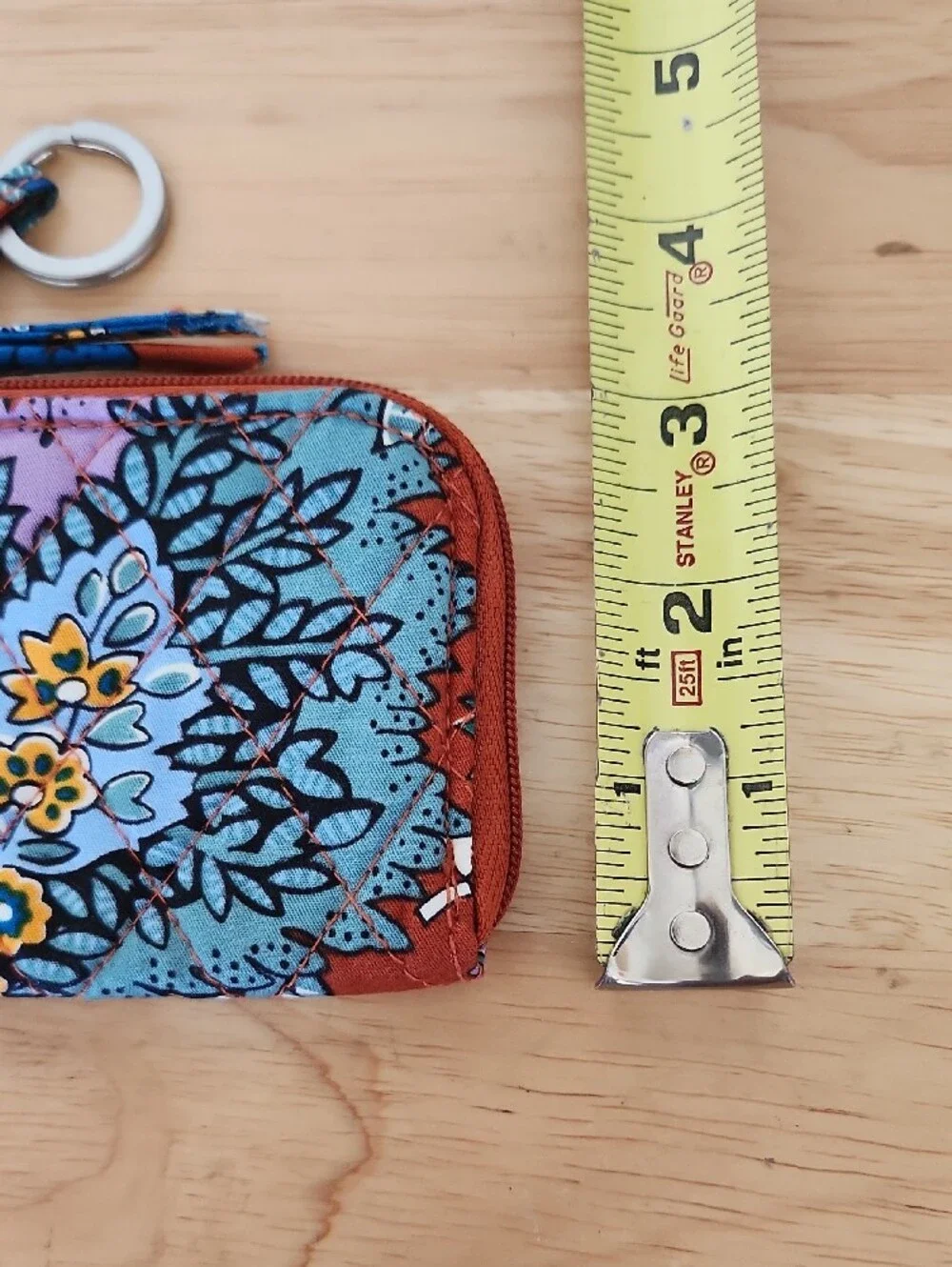 Vera Bradley Zip Pouch Teal, Rust & Purple Floral Quilted Zip Card Case